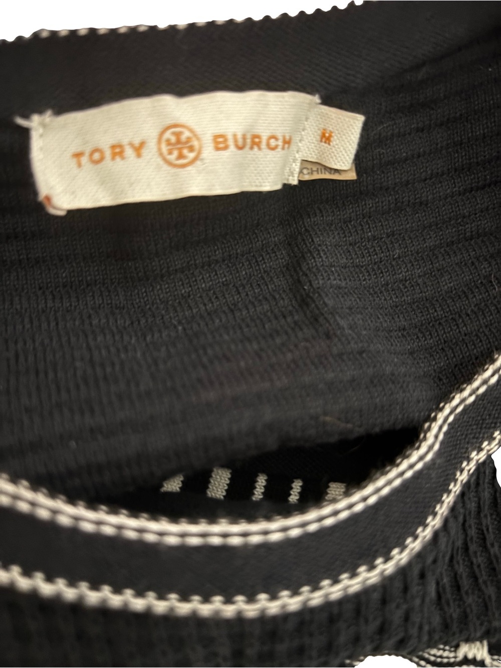 Tory Burch Black and White Sleeveless Knit Fit-and-Flare Dress - Picture 3 of 3